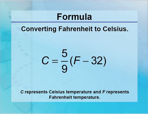 Formulas--Converting Fahrenheit to Celsius | Media4Math