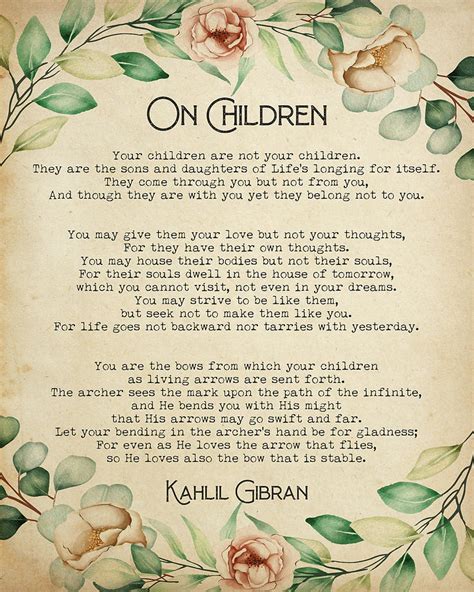 On Children Kahlil Gibran Poem Digital Art by The Typography Tipi - Pixels