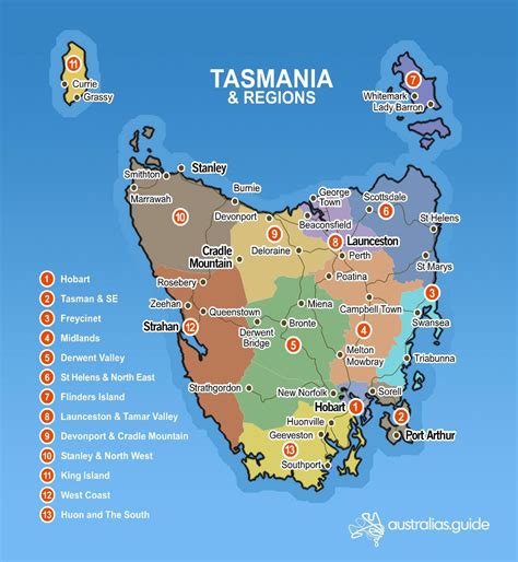 Map of Tasmania | Tasmania - Australia's Guide | Tasmania travel, Tasmania road trip, Tasmania