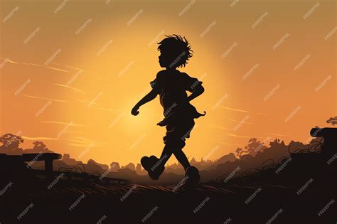 Premium Photo | A silhouette of a child running