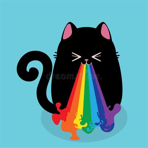 Black cat throw up rainbow stock vector. Illustration of sign - 218950050