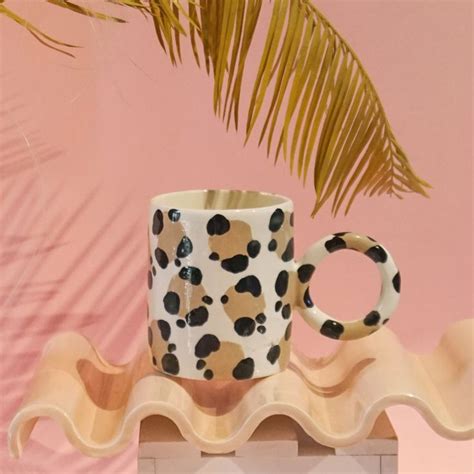 LUX EROS Leopard Print Ceramic Mug Handmade Pottery Coffee Mug Drink Ware Modern Tea Mug ...