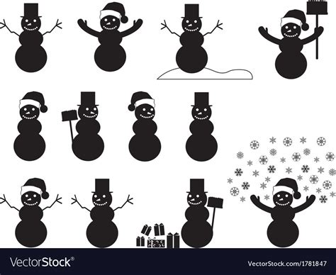 Snowman silhouettes Royalty Free Vector Image - VectorStock