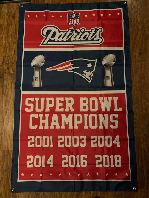 New England Patriots Super Bowl Championship Banner Flag - Etsy