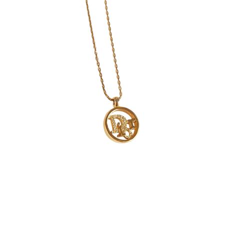 Dior Gold Round Logo Necklace – Treasures of NYC