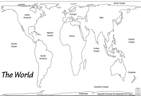 Printable Blank Map Of Continents And Oceans