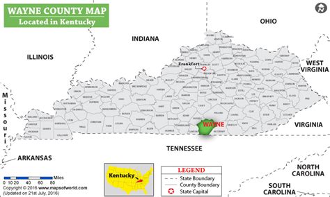 Wayne County Map, Kentucky