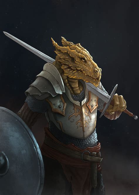 Burak Çiçek - Brass Dragonborn D&D Character Art