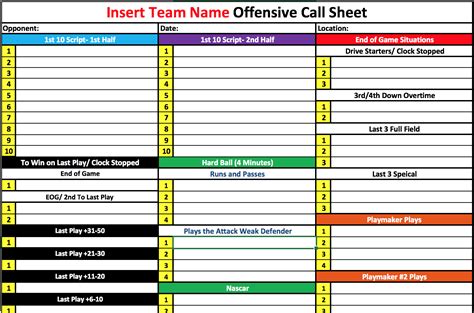 Football Call Sheet Template Excel