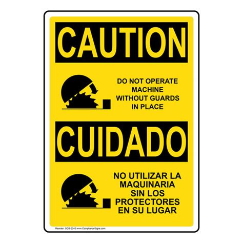 Vertical Do Not Operate Machine Bilingual Sign - OSHA CAUTION