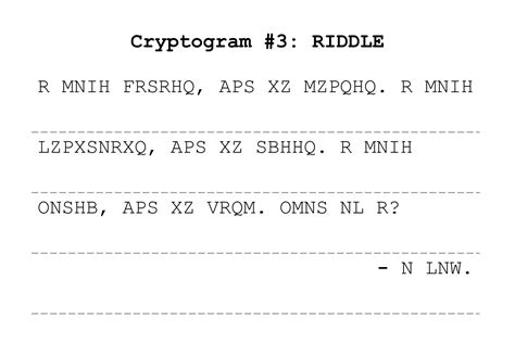 Free Printable Cryptogram Puzzles - Bailey's Puzzles