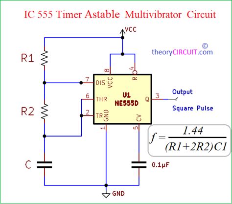 IC 555 timer Astable Multivibrator Circuit Calculator