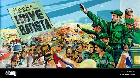 Cuban political poster showing Fidel Castro at a rally celebrating ...