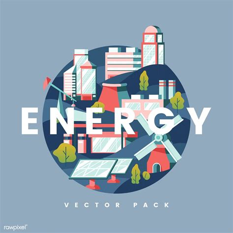 Energy concept vector in blue | free image by rawpixel.com | อินโฟกราฟิก, ภาพวาด