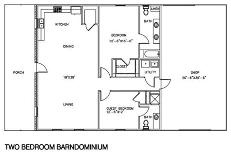 Barndominium floor plans with shop 2 bedroom design ideas | Shop house plans, Barndominium floor ...