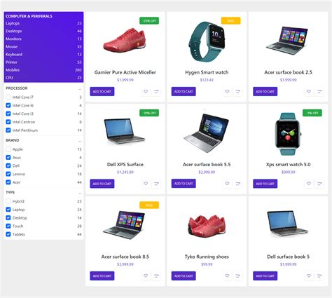 Bootstrap 5 ecommerce product listings with filters Example