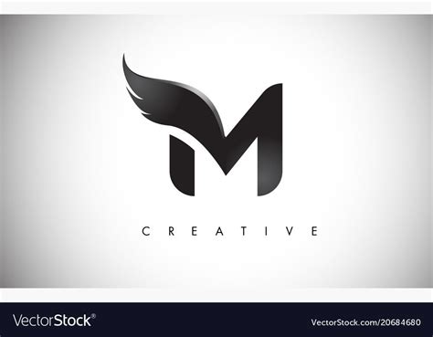 M Letter Wings Logo Design Icon. Flying Wing Letter Logo with Creative Black Wing Concept ...