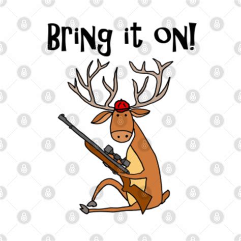 Funny Funky Deer Buck with Hunting Rifle Cartoon - Deer - Baseball T-Shirt | TeePublic