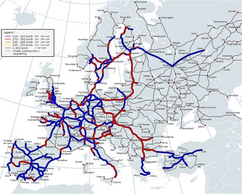 High Speed Railroad Map of Europe, 2017 : r/europe