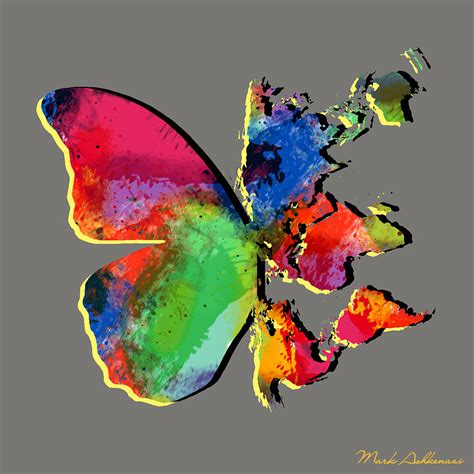 Butterfly World Map 2 Digital Art by Mark Ashkenazi