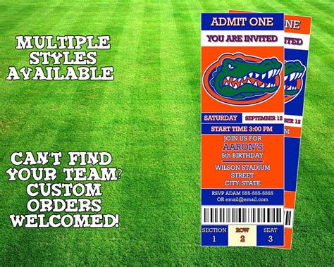 Florida Gators Ticket Invitation - Etsy