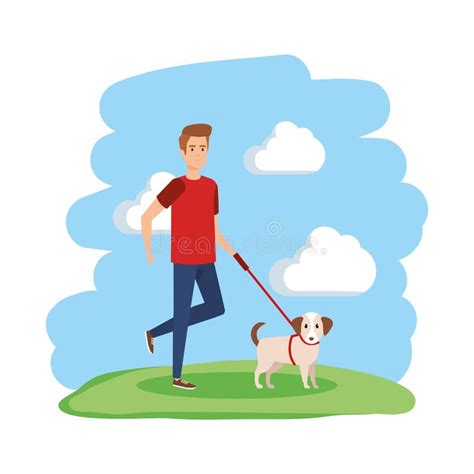 Funny Cartoon Man Walking Dog Stock Illustrations – 242 Funny Cartoon Man Walking Dog Stock ...