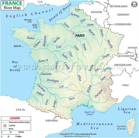 Rivers in France Map | France River Map