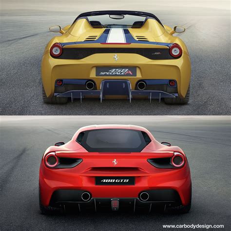 Ferrari 458 Speciale A and 488 GTB - Design Comparison - Rear end ...