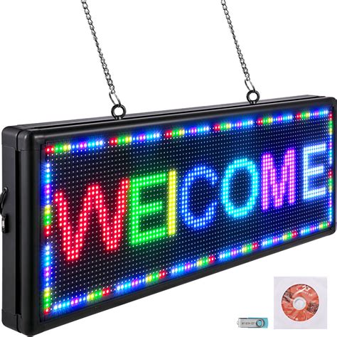 VEVOR Led Sign 40 x 15 inch Digital Sign 96 x 96 HD Resolution Seven ...