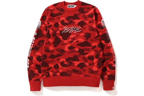 BAPE A Bathing Ape Color Camo Crewneck Red Men's - US