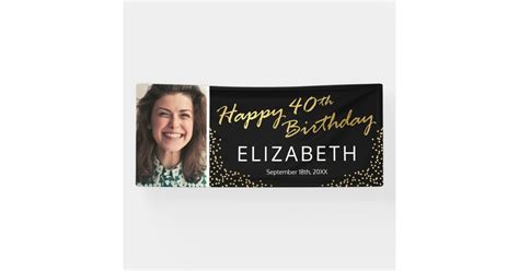 Black Gold 40th Birthday Picture Banner | Zazzle