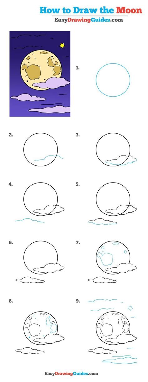 Learn How to Draw Moon: Easy Step-by-Step Drawing Tutorial for Kids and ...