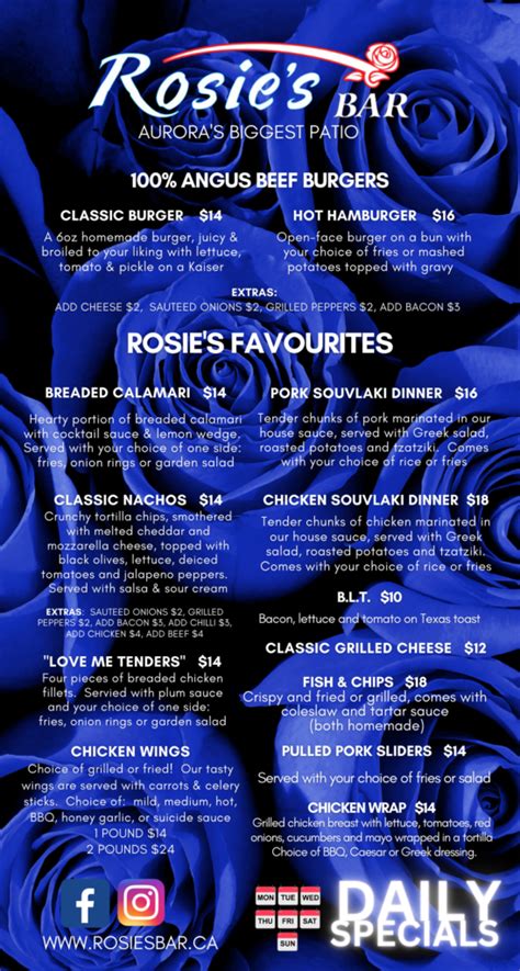 ROSIE’S MENU | Rosie's Bar