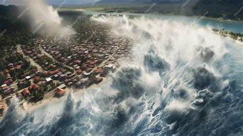 Premium AI Image | Tsunami receding revealing the shocking damage