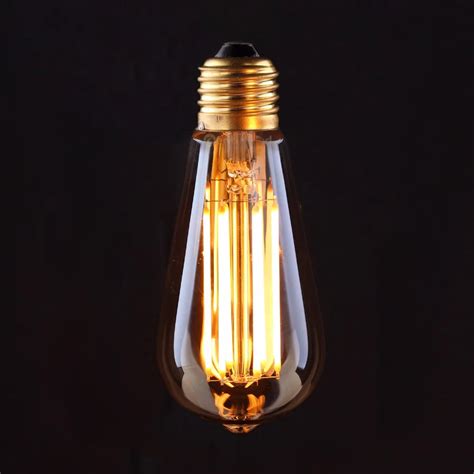 Vintage LED Filament Bulb,Edison ST64 Golden Style,4W 6W 2200K,110V 220V,Retro Decorative Lamp ...