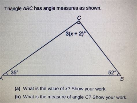 Solved Triangle ABC has angle measures as shown. 3(x+ 2) 35° | Chegg.com