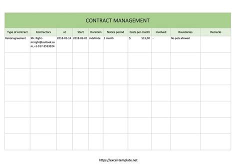 Contract Management Excel Template Free Web Our Contract Management Excel Template Is Designed ...