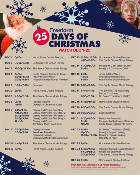 FreeForm TV’s Christmas Schedule