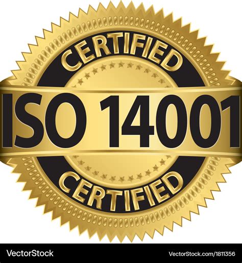 Iso 14001 certified golden label Royalty Free Vector Image