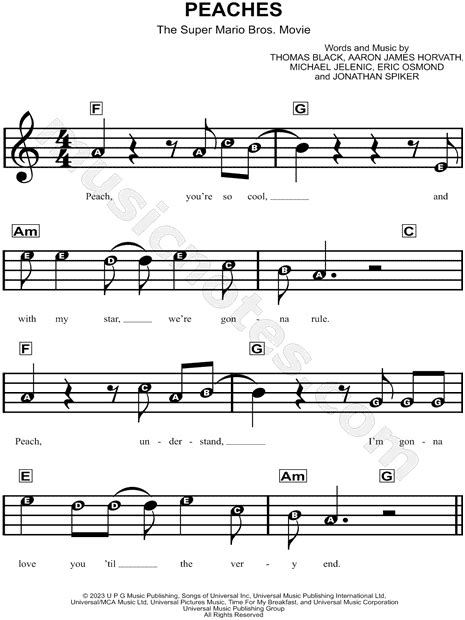 Peaches Sheet Music For Voice, Piano Or Guitar, 40% OFF