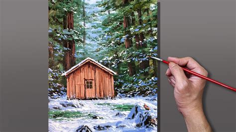 Log Cabin In The Woods Painting