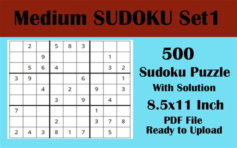 Sudoku Puzzle 500 Medium Volume 1 Graphic by Seven Elephant · Creative Fabrica