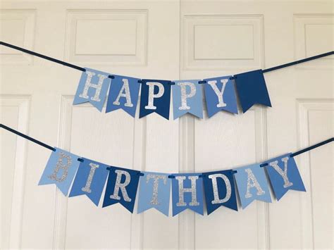 Blue Happy Birthday Banner Shades of Blue Birthday Banner | Etsy | Happy birthday banners ...