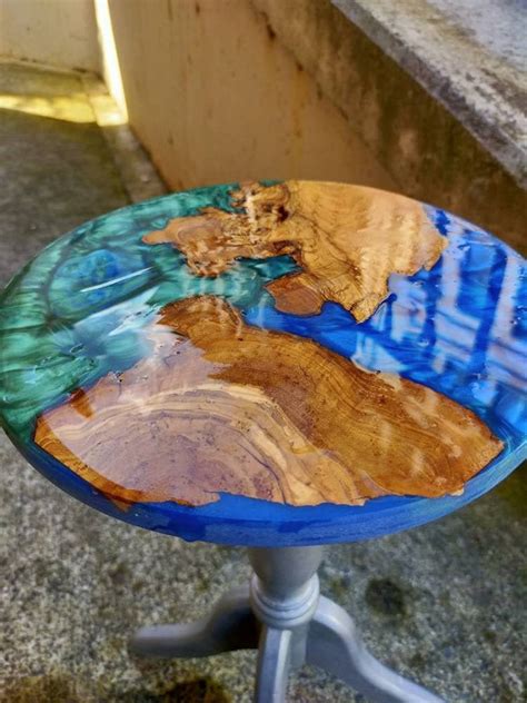 Wood Resin Round Coffee Table Side Table Handmade Epoxy | Etsy