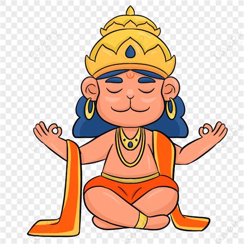Cartoon Blue Hair Meditation India Hanuman Jayanti,lord Hanuman,cute PNG Picture And Clipart ...