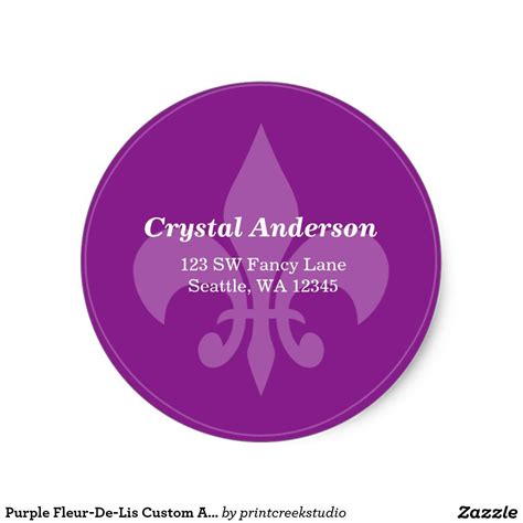 Purple Fleur-De-Lis Custom Address Label | Zazzle.com | Custom address labels, Address sticker ...