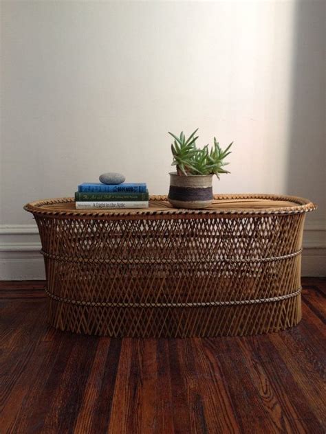 Vintage Rattan Wicker Coffee Table by QuinnVintageandFound on Etsy, $100.00 | Wicker table ...