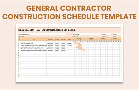 Contractor Schedule Template