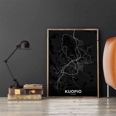 KUOPIO Finland Map Poster Black White Hometown City Print - Etsy