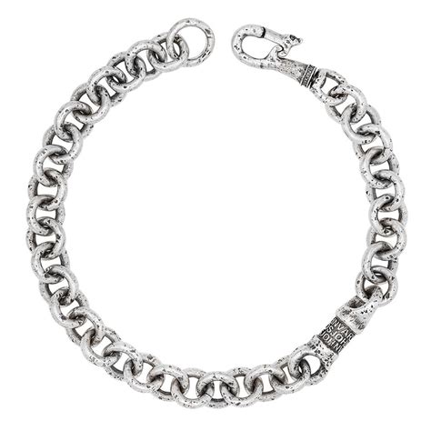 John Varvatos HAMMERED OVAL LINK Bracelet for Men in Sterling Silver